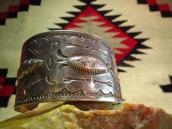 Antique Arrow &Cross stamped Wide Cuff  c.1930