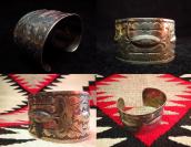 Antique Arrow &Cross stamped Wide Cuff  c.1930