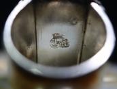 【Mark Chee】Stamped Silver Ring w/NevadaBlue Turquoise c.1960