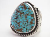 【Mark Chee】Stamped Silver Ring w/NevadaBlue Turquoise c.1960
