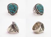 【Mark Chee】Stamped Silver Ring w/NevadaBlue Turquoise c.1960
