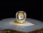【Mark Chee】Stamped Silver Ring w/NevadaBlue Turquoise c.1960