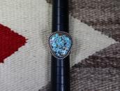 【Mark Chee】Stamped Silver Ring w/NevadaBlue Turquoise c.1960