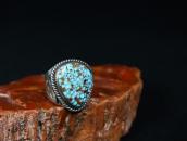 【Mark Chee】Stamped Silver Ring w/NevadaBlue Turquoise c.1960