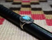 Atq Navajo Silver Ring w/Coffin Shape No.8 Turquoise c.1935～