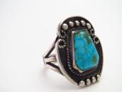 Atq Navajo Silver Ring w/Coffin Shape No.8 Turquoise c.1935～