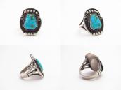 Atq Navajo Silver Ring w/Coffin Shape No.8 Turquoise c.1935～