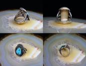 Atq Navajo Silver Ring w/Coffin Shape No.8 Turquoise c.1935～