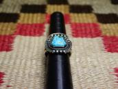 Atq Navajo Silver Ring w/Coffin Shape No.8 Turquoise c.1935～