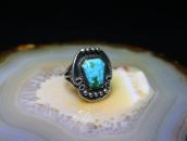 Atq Navajo Silver Ring w/Coffin Shape No.8 Turquoise c.1935～