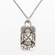 Atq Crossed Arrows Stamped Thunderbird Tag Necklace  c.1935～