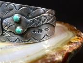 【Arrow Novelty】Atq Thunderbird/Snake Coin Silver Cuff c.1930