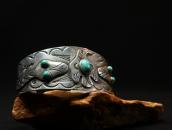 【Arrow Novelty】Atq Thunderbird/Snake Coin Silver Cuff c.1930