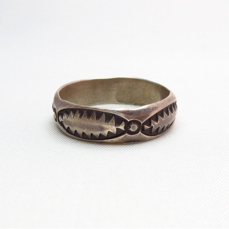 OLDPAWN Veiner Stamped Half Round Silver wire Ring  c.1990～