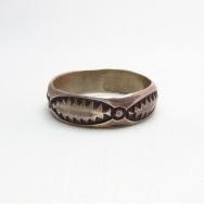 OLDPAWN Veiner Stamped Half Round Silver wire Ring  c.1990～