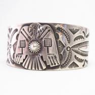 Antique Navajo T-bird Applique IngotSilver Wide Cuff c.1920～
