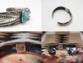 Atq Navajo Repousse & Stamped Band Silver Cuff w/TQ  c.1920