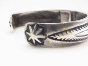 Atq Navajo Repousse & Stamped Band Silver Cuff w/TQ  c.1920