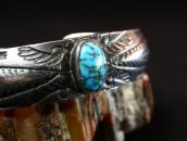 Atq Navajo Repousse & Stamped Band Silver Cuff w/TQ  c.1920