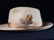 Atq Navajo Stamped Human Shape Pin w/Gem Turquoise  c.1930～