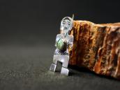 Atq Navajo Stamped Human Shape Pin w/Gem Turquoise  c.1930～