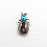 Antique Small Silver Bug Shape Pin w/Gem Grade TQ  c.1930～