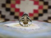 Atq Navajo Three No.8 Turquoise Row Ring in Silver  c.1930～