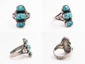 Atq Navajo Three No.8 Turquoise Row Ring in Silver  c.1930～
