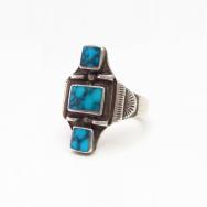 Vintage Navajo Hi-Grade Turquoise Inlay Silver Ring  c.1950～