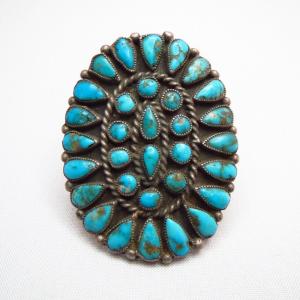 Antique Zuni Cluster Ring w/Turquoise  c.1930～