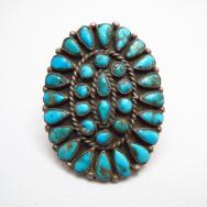 Antique Zuni Cluster Ring w/Turquoise  c.1930～