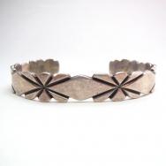 Vintage Burst Stamped Ingot Silver Cuff Bracelet  c.1930～