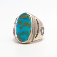 【Mark Chee/UITA12】Vtg TopGrade BlueGem Turquoise Ring c.1945