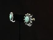 Vintage Concho Face Screw-back Earring w/Turquoise  c.1940～