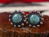Vintage Concho Face Screw-back Earring w/Turquoise  c.1940～