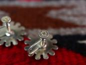 Vintage Concho Face Screw-back Earring w/Turquoise  c.1940～