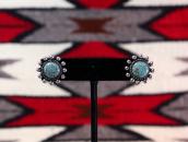 Vintage Concho Face Screw-back Earring w/Turquoise  c.1940～