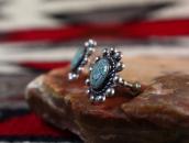 Vintage Concho Face Screw-back Earring w/Turquoise  c.1940～