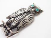 【UITA22】 Vintage Navajo Owl Shaped Silver Pin Brooch c.1945～