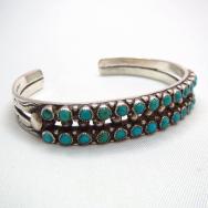 Vintage Zuni Double Row Cuff w/Turquoise  c.1940
