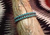 Vintage Zuni Double Row Cuff w/Turquoise  c.1940