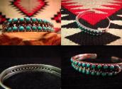 Vintage Zuni Double Row Cuff w/Turquoise  c.1940