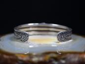 Atq Stamped Ingot Silver Split Band Cuff w/Turquoise c.1920～