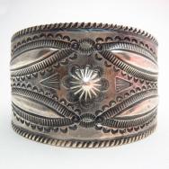 Antique Chisel Stamped Ingot Wide Cuff  c.1920