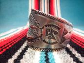 Antique Chisel Stamped Ingot Wide Cuff  c.1920