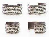 【UITA22】Vtg Navajo Chevron Stamped Silver Wide Cuff  c.1945～