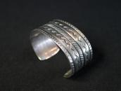 【UITA22】Vtg Navajo Chevron Stamped Silver Wide Cuff  c.1945～