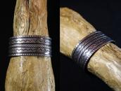 【UITA22】Vtg Navajo Chevron Stamped Silver Wide Cuff  c.1945～