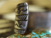 【UITA22】Vtg Navajo Chevron Stamped Silver Wide Cuff  c.1945～