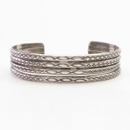 Vtg Navajo Four Strand Stamped Half-round Wire Cuff  c.1940～